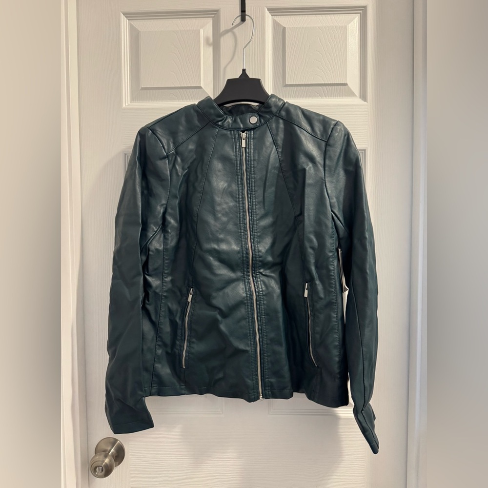 a.n.a. Women's Green Leather Jacket